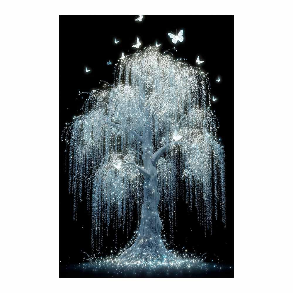 HOQIU Tree Wall Art Vintage Blues foliage tree artwork, home canvas prints, for Bathroom Living Room Bedroom(Multicolor)-80x120cm Unframed