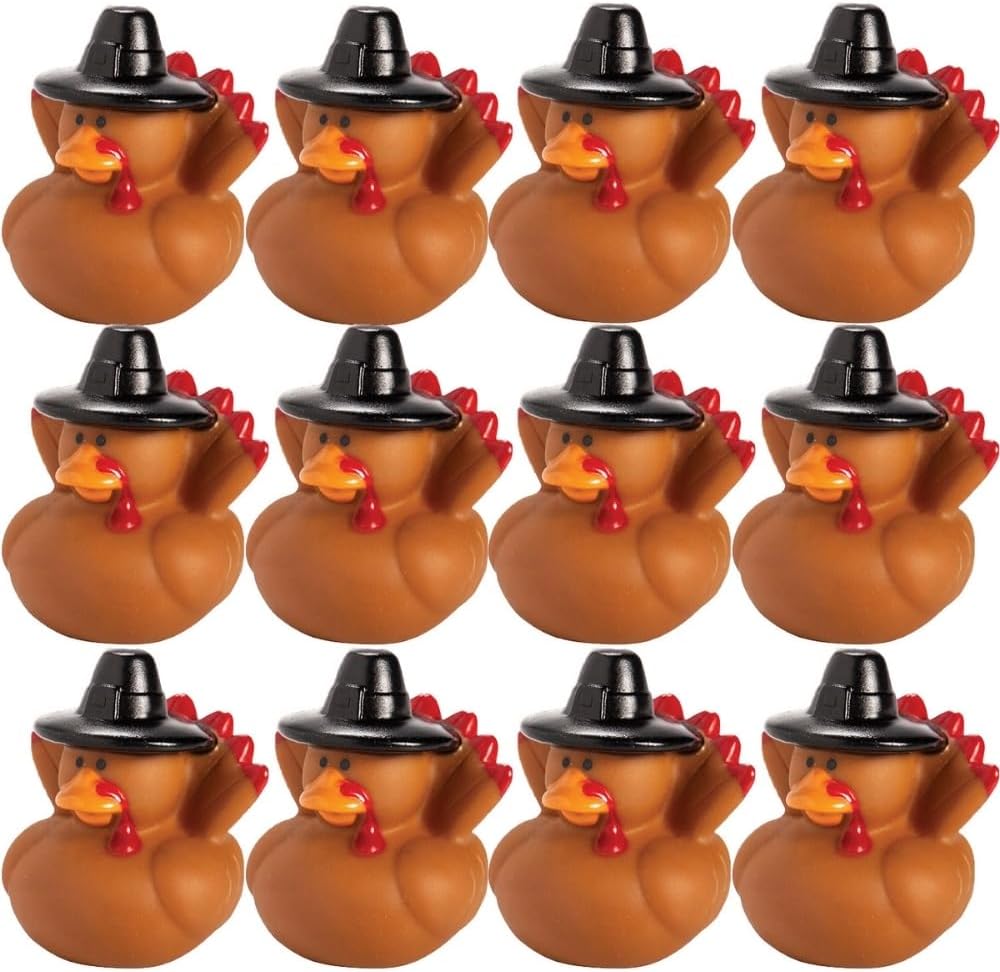Fun Express Thanksgiving Turkey Rubber Ducks - 12 Pc