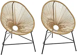 Kit 2 Cadeiras Acapulco com Mesa Ampulheta - Conjunto para Área Externa, Jardim e Varanda - Pintura Eletrostática Impermeável - Suporta 140kg(Palha)