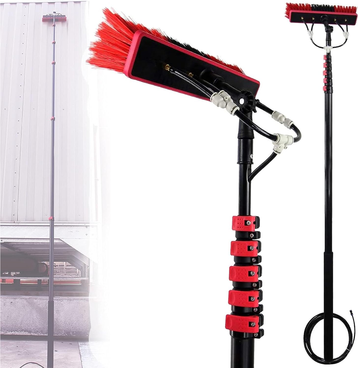 Aioneer Water Fed Pole Brush-Car Wash Brush,W/Water Fed Telescopic Brush,Solar Panel Cleaning Brush,For Home And Commercial Window Cleaning Kit,-30FT/9M