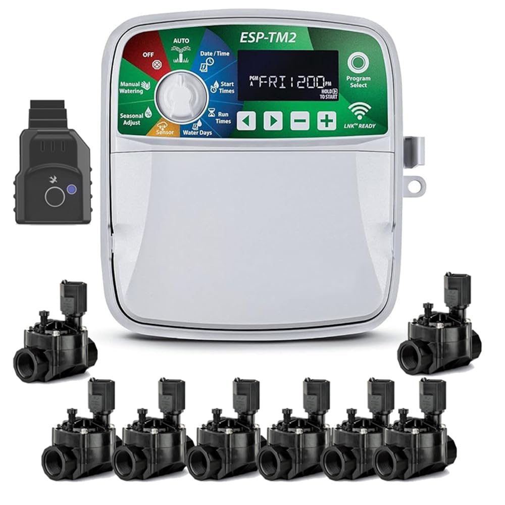 Suinga Programmatore di irrigazione a zone | Irrigazione automatica per giardino | Timer di irrigazione elettrica | Uso con elettrovalvole 24 V (programmatore Wifi 4 Zone + 4 elettrovalvole)