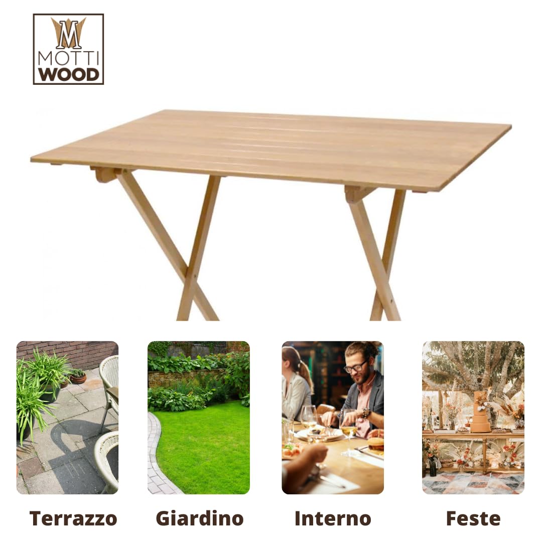 Tavolo Pieghevole 100x60x73.5cm Legno Faggio Salvaspazio Made in Italy