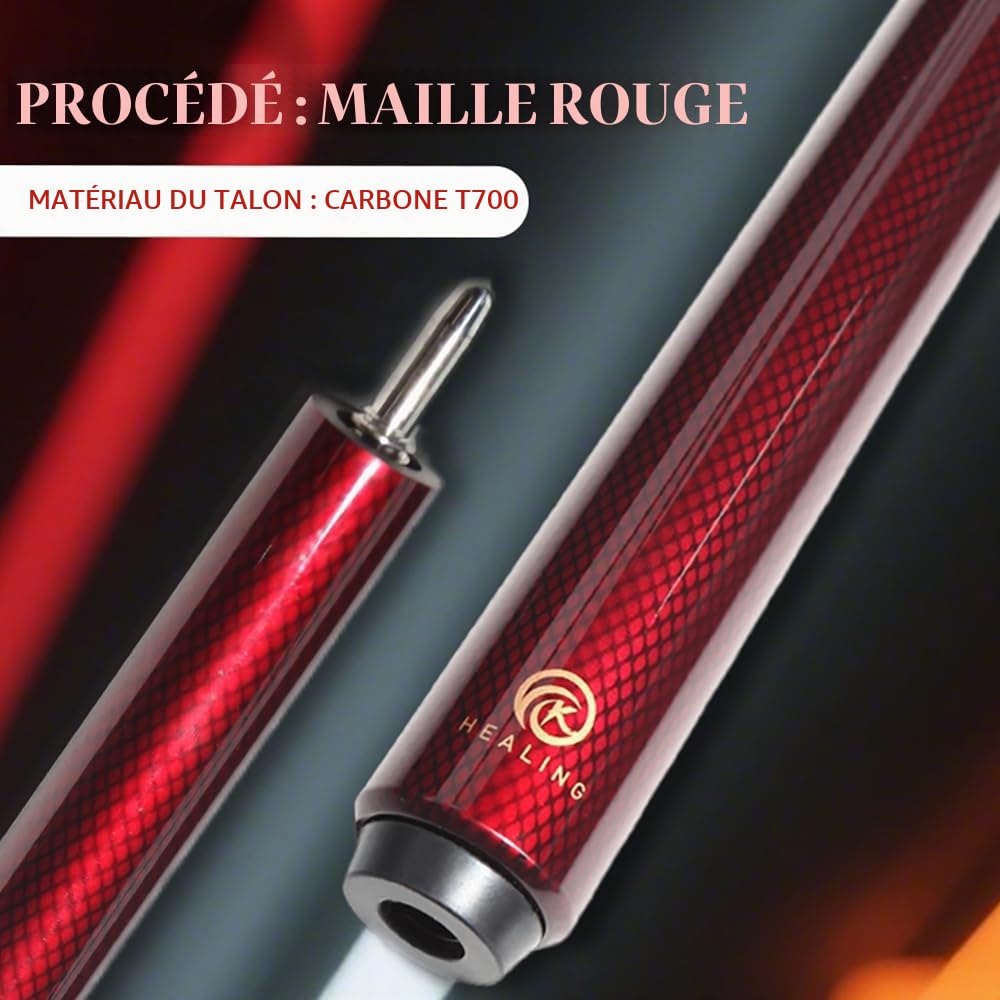 OKHEALING Queue de Billard, 58" 19 oz, 1/2 Joint Carbon Fibre Pool Cube Stick, 12.4mm (Play Cue) (Unilock)