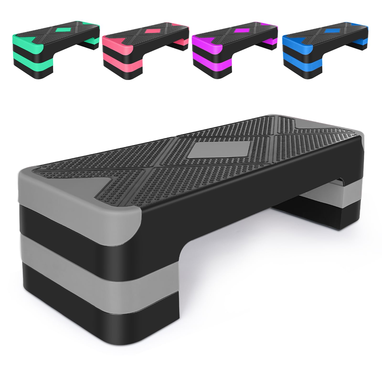 Aerobic Steppbrett Höhenverstellbar Stepper mit 3 Stufen 10/15/20cm, rutschfest Fitness Step-Bench für Zuhause