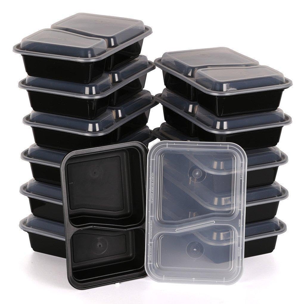 Kabalo 2 Compartment 10 Pack Meal Prep Container Meal Boxes Premium Stackable Microwave Re-Usable Freezer Food Lunchbox