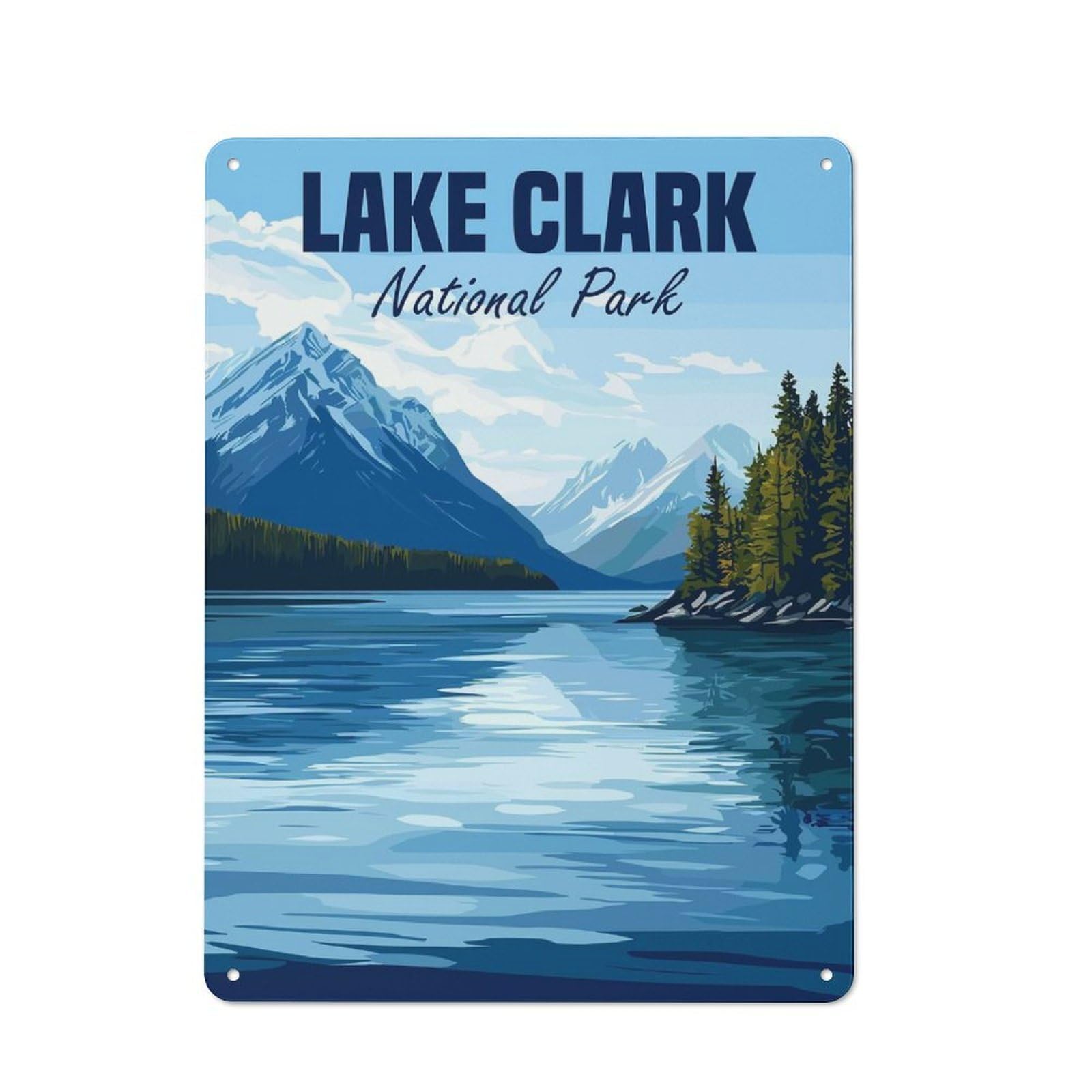 Lake Clark National Park Warehouse Style Metal Wall Decor 40x30cm, Metal Wall Sign for Workspace, Cafe, Hallway Or Garage