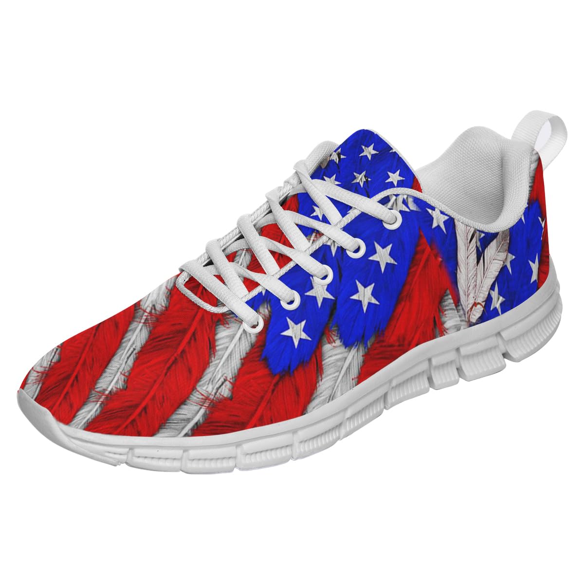 Native American Flag Feathers Shoes for Women Men Tennis Shoes 3D Print Fashion Running Sneakers