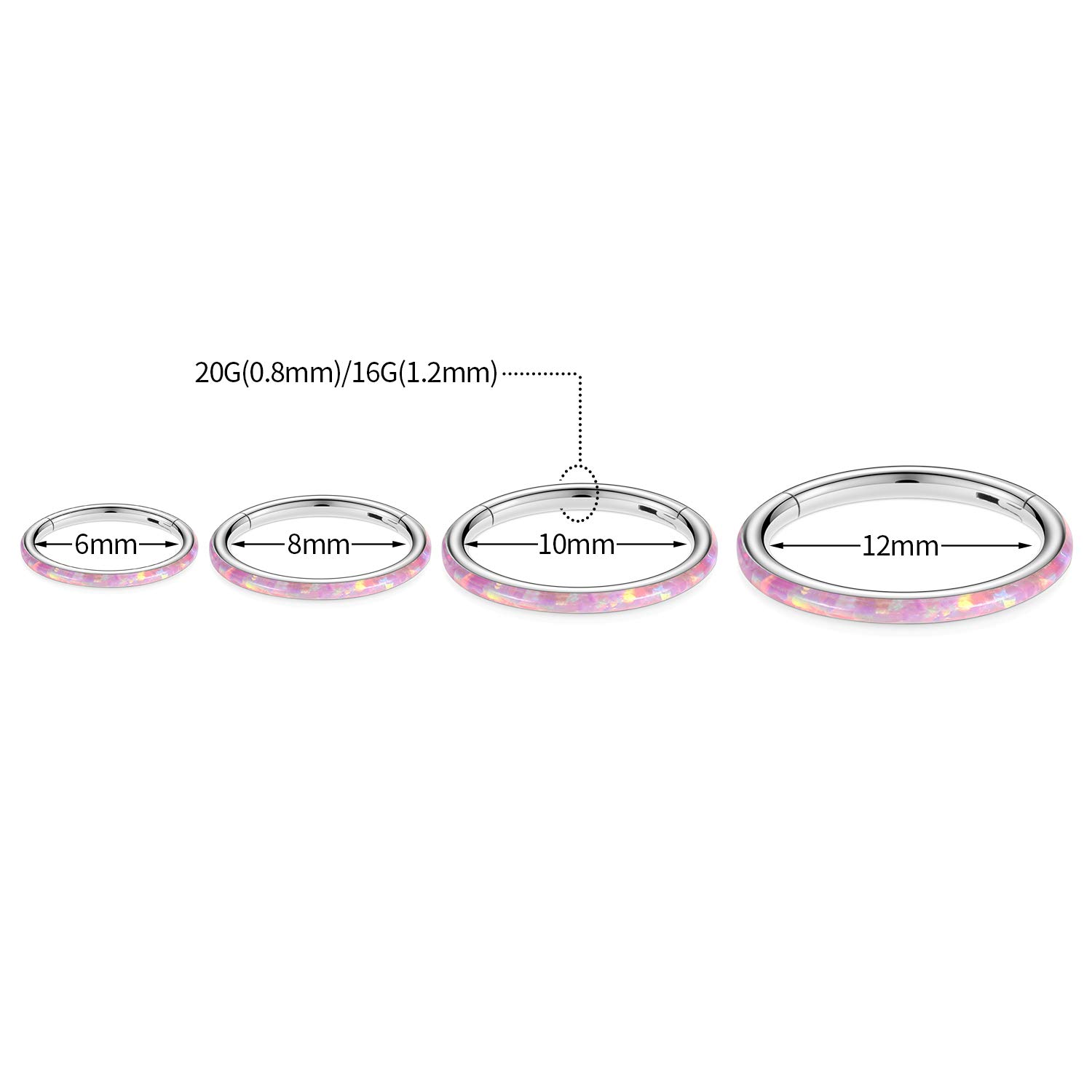 hengkaixuan CZ/Opal Nose Rings Conch Jewellery Septum Clicker 316L Surgical Steel Segment Ring Helix Cartilage Earrings Hoop Daith Tragus Rook Piercing Jewellery — view 2