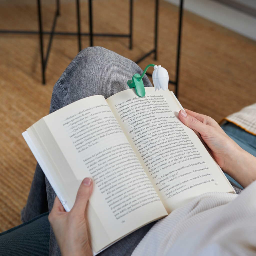Balvi Lampada Flessibile con Clip a Forma di Tulipano Bianco per Lettura