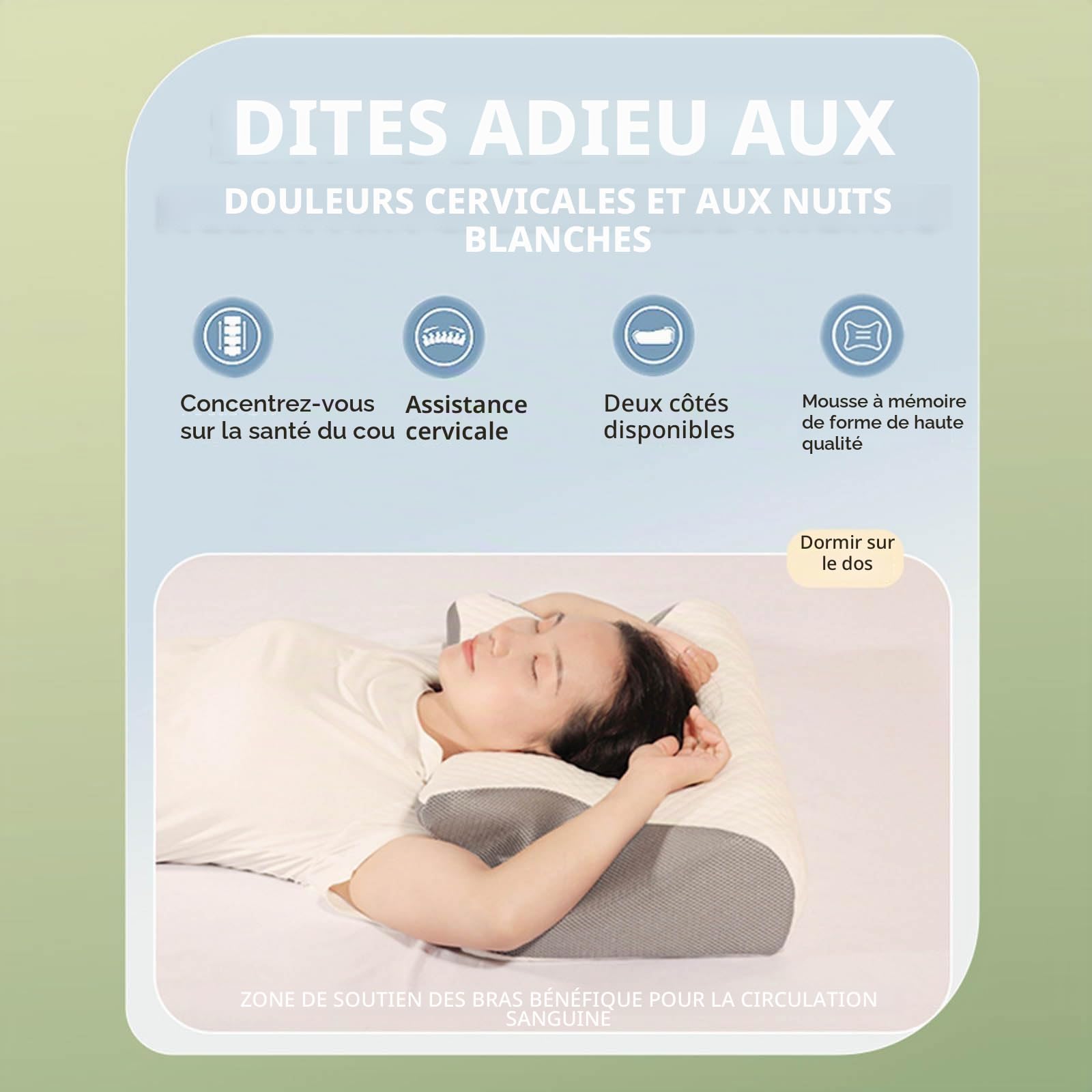 Xintianwang Oreiller Ergonomique Cervical, Dites Adieu Aux Douleurs Cervicales avec L’Oreiller,Ergonomique en Mousse à Mémoire De Forme 2 en 1, pour Sommeil Latéral Et Dorsal (Noir)