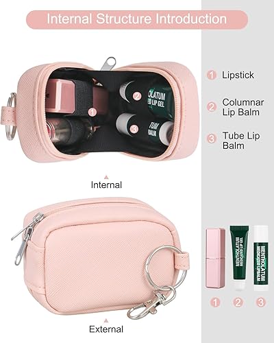 Miniatura 3 de Chapstick Bolsa de soporte para bálsamo labial, bolsa de almacenamiento portátil para lápiz labial, estuche de brillo de labios con gancho,