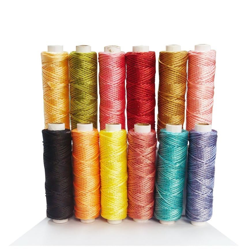 1 MM Nylon Braided Thread Cord Rope, Thickness 1MM Approx for Purse/Bracelets/Leather/Canvas/raxin/Bag/Jeans/seat/Mattress Stitching/Upholstery (480MTR, Multicolour) Art and Craft.