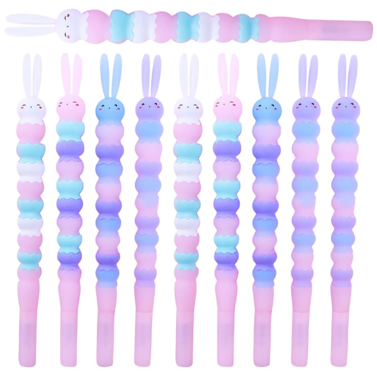 10 Penne Gel a Forma di Coniglio, Impugnatura Ergonomica in Silicone e Plastica, Scrittura Fluida per Studenti e Firma Colore Casuale