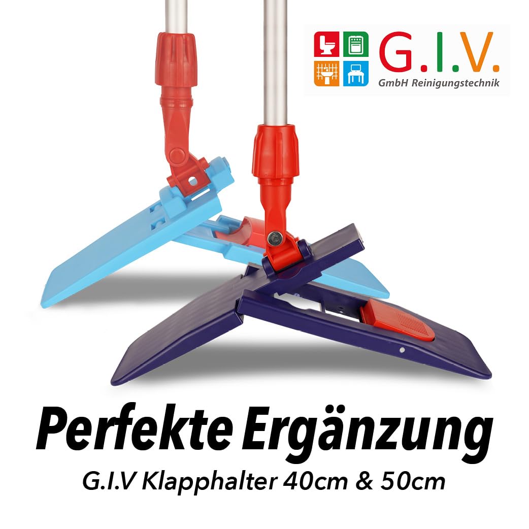 G.I.V. Bodenwischer Teleskopstiel 88-150 cm, aus Aluminium - Verstellbarer Stiel für alle 40-50 cm Klapphalter - ergonomischer Griff, leicht, stabil, rostfrei – Gebäudereinigung Zubehör – 5er Set