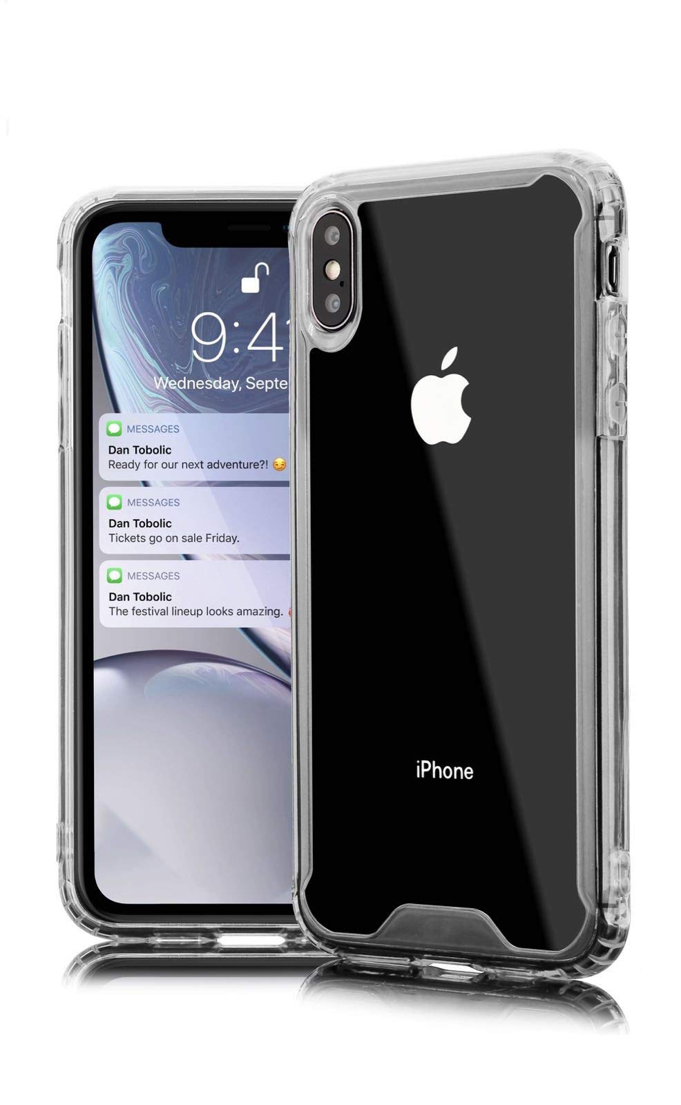 TecKraft Hard Back Hybrid Bumper Case with Shockproof Corners for Samsung Galaxy J6 / Galaxy On6 (Clear)