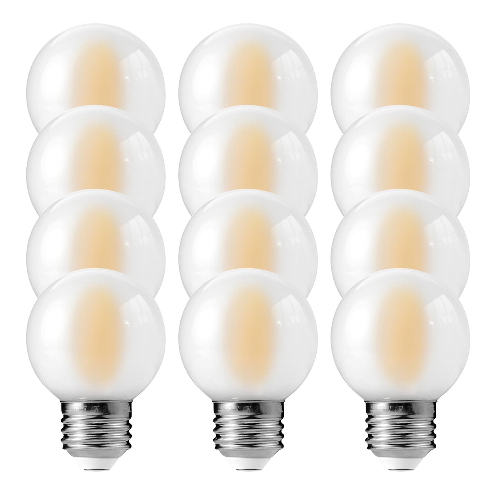 E26 G16 LED Globe Light Bulbs, Small Golf-Ball Size Round Bulb, 4W (40W Equivalent) 400 Lumens, 2700K Soft White, Dimmable, Frosted Glass, for Candelabra, Pendant, Sconce, Lamp, 12 Pack