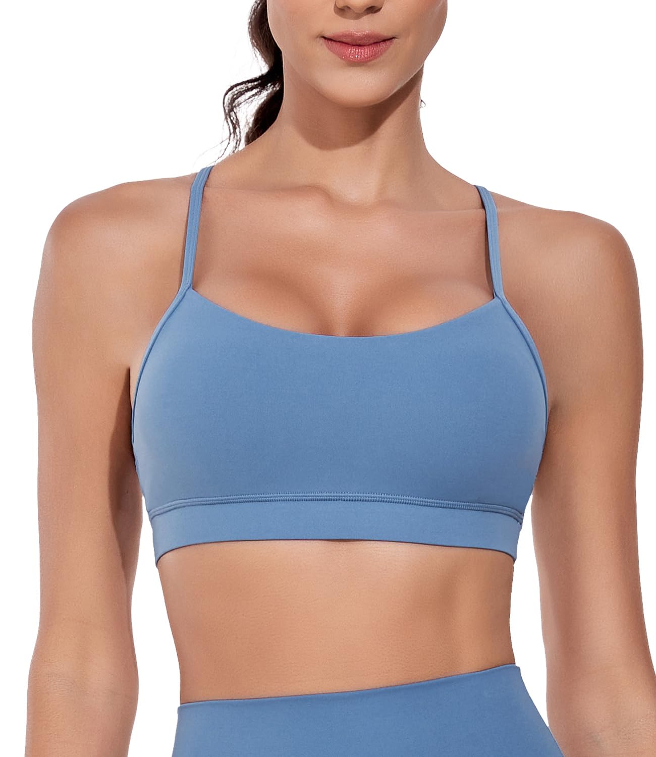 wirarpa Damen Sport BH Gepolstert Ohne Bügel Y-Rücken Yoga Bra Atmungsaktiv Spaghetti Top
