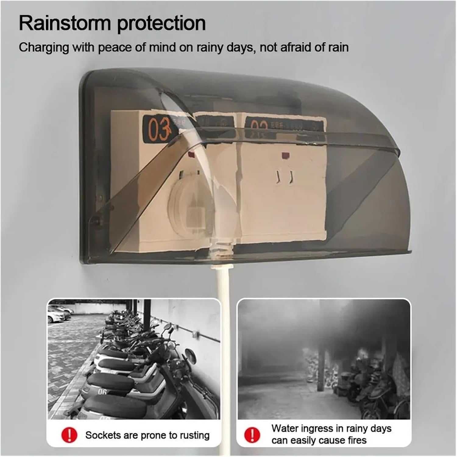 Outdoor Outlet Cover 4pc Outdoor Socket Waterproof Box Self-Adhesive Electric Plug Cover Rainproof for Charging Pile Switch Protection