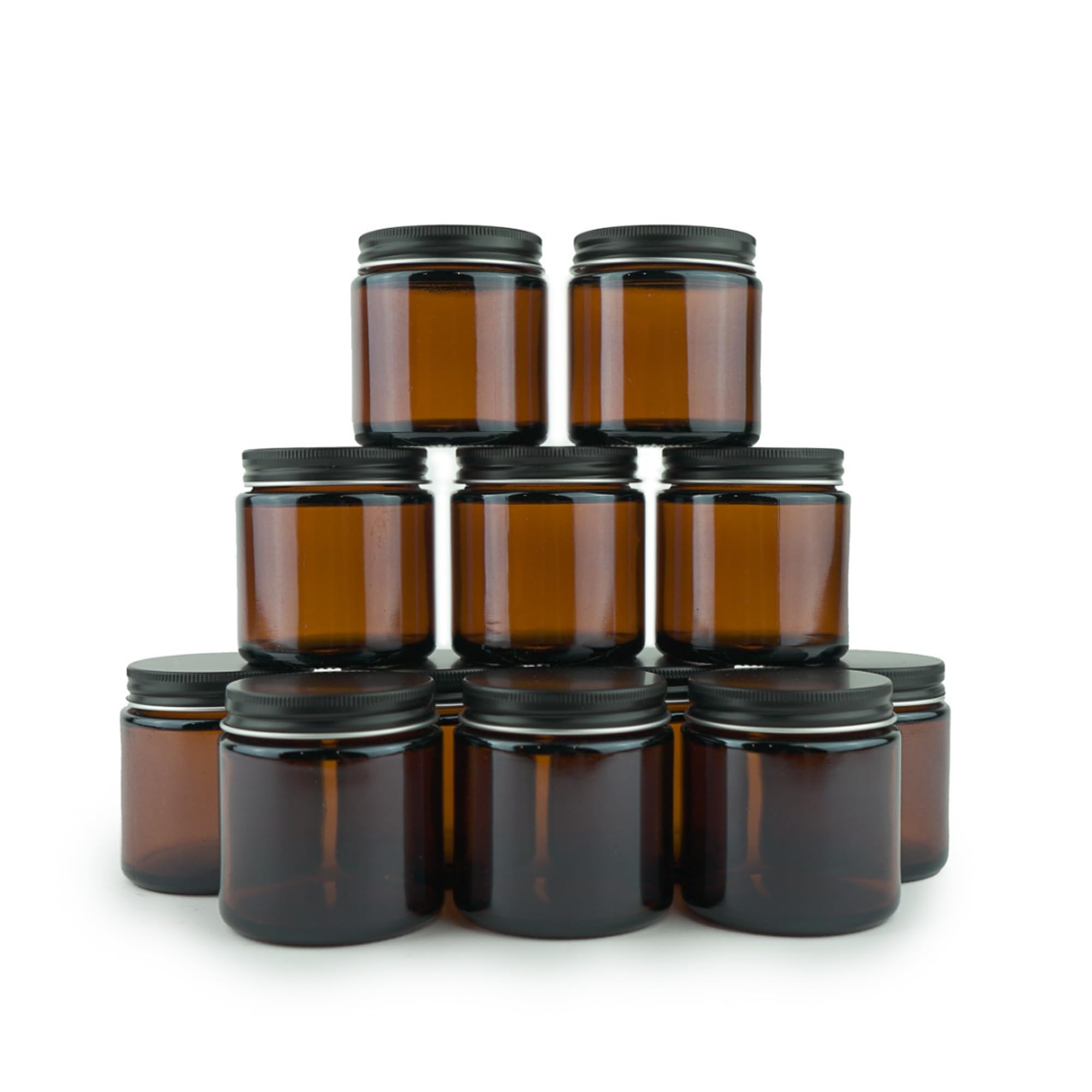 Nature Packaged Glass Amber 4oz Jar - 12 Packs Empty Round Jars For Beauty Products Lotion and Powders