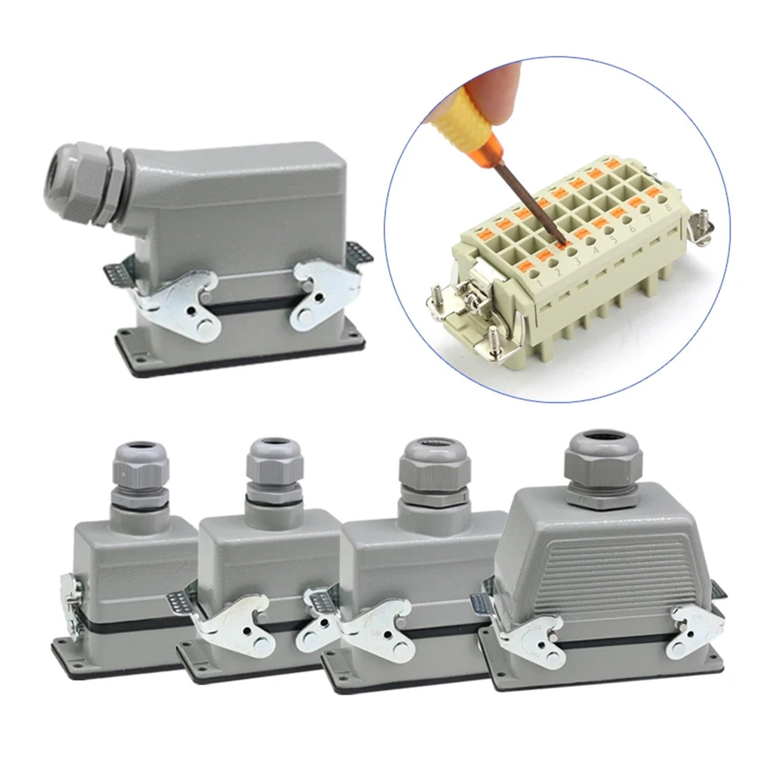 1 szt. Wodoodporne złącze wtykowe o dużej wytrzymałości - automatyka przemysłowa 16 A/500 V, styki miedziane - seria HDC-HEE(32 Core Side Outlet)
