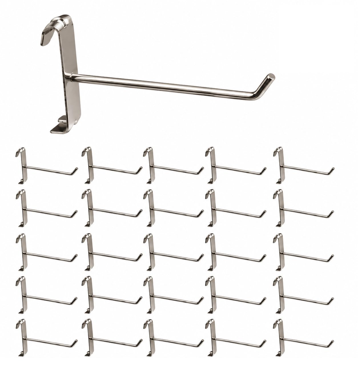 Q1 Beads 25 Pcs 8 inches Stainless Steel Gridwall Panel/Mesh/Jali/Grid Display Hook Hanger for Showroom, Mobile Shops,Supermarket Hanging in Garment & Grocery Shops etc.(Chrome)-image-8