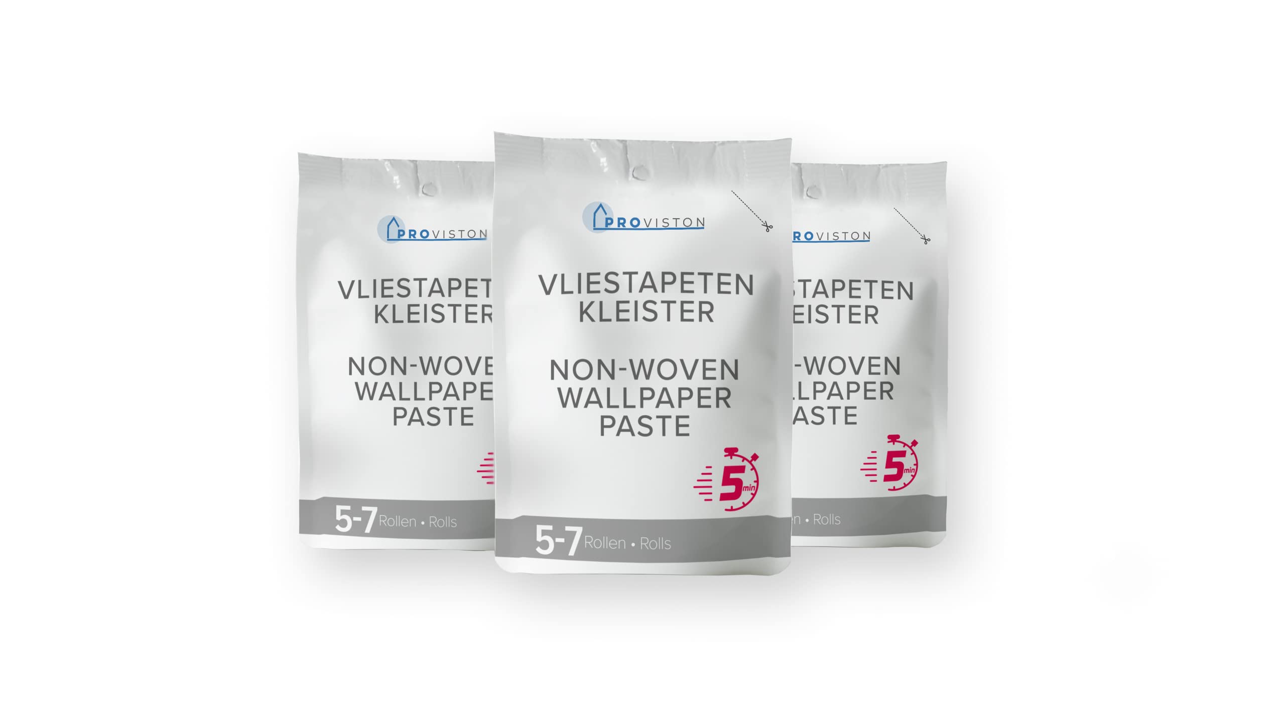 PROVISTON | Lot de 3 x colle pour papier peint non tissé | Pour 5-7 rouleaux chacun | Lot de 200 g | Excellente adhérence | Colle roulante très économique | Sèche sans taches