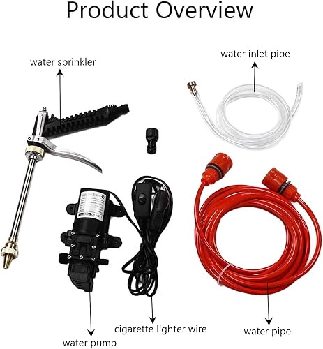 Miniatura 6 de Lavadora a presión de 12 V, lavadora eléctrica portátil de 100 W, kit de lavadora eléctrica para el hogar, coche, jardín, proyectos de lavado