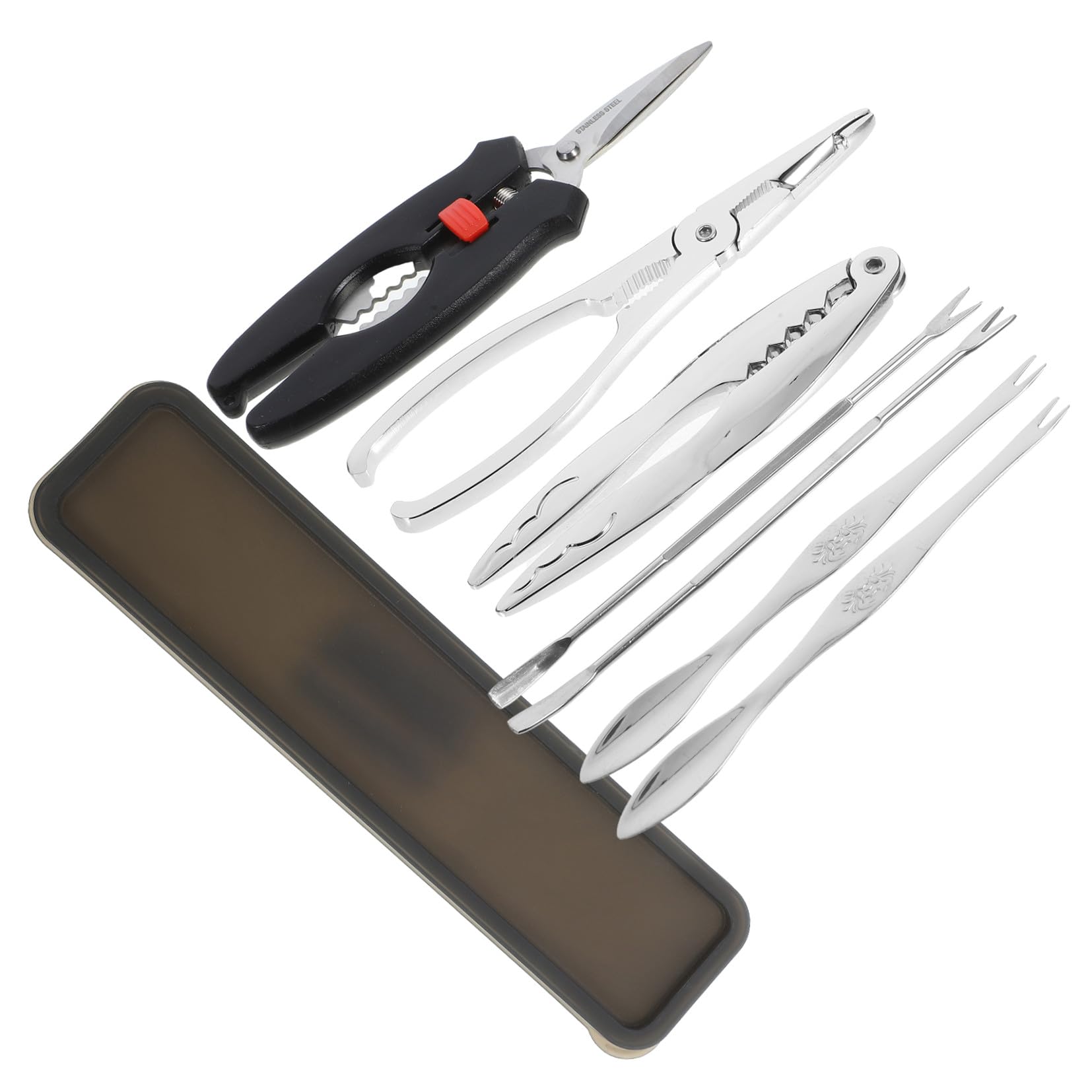 GARVALON Set di 8 Strumenti per Crostacei Pinza per Crostacei in Acciaio Inox, per Aprire Gusci di Granchio e Frutti di Mare Durante Pasto