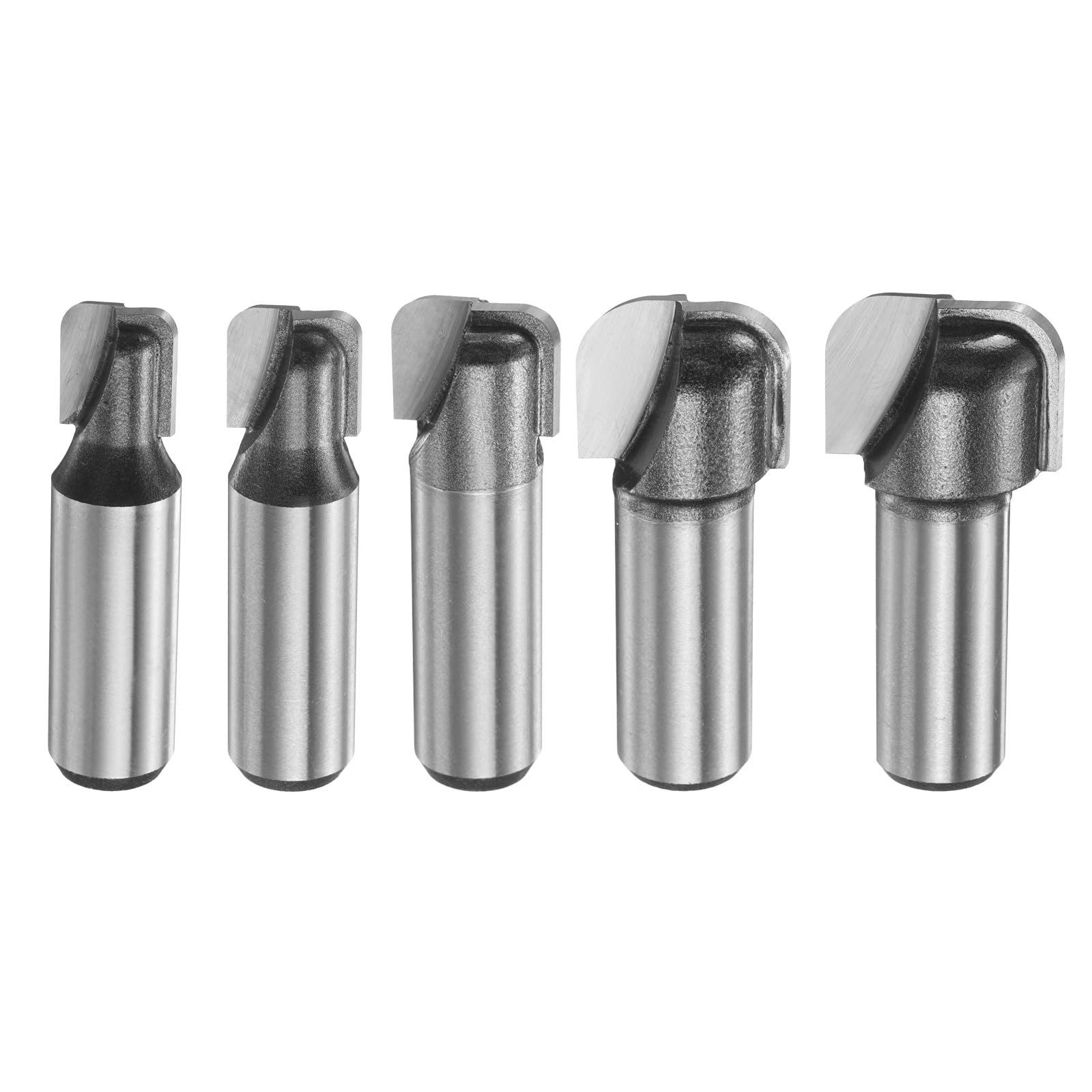 sourcing map 5Pcs Bowl and Tray Bit Set Cutting Diameter 1/2" Shank Radius Carbide Tipped Carving CNC Router Bits for Woodworking Milling