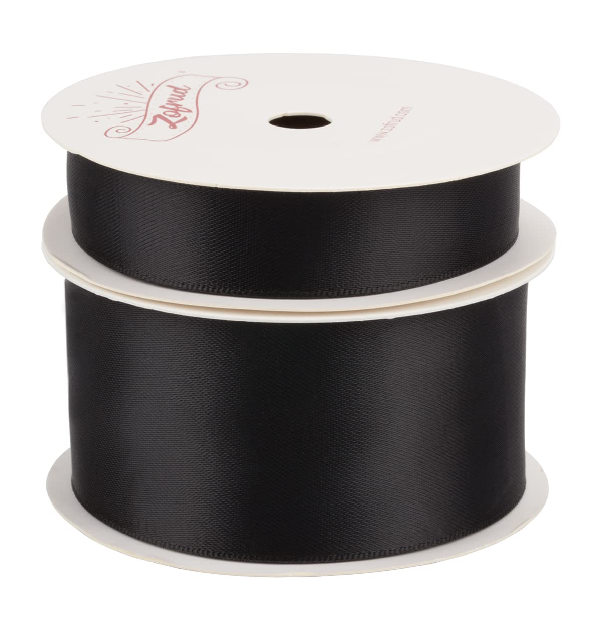 Zofrud 2 Rolls of Black Double Faced Satin Ribbon - 18 Meters Total (16mm and 38mm x 9M) - Ideal for Crafts Gift Wrapping, and Weddings - Image 2