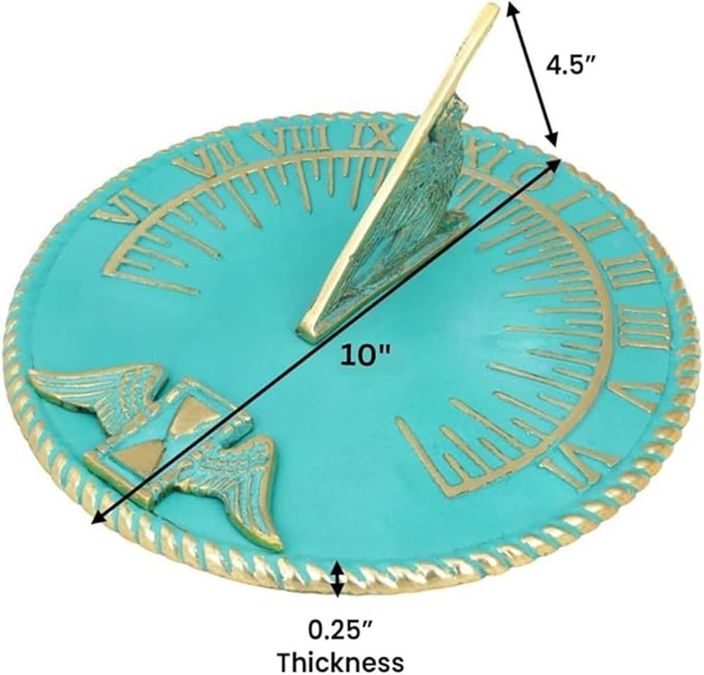 Reloj de sol de latón turquesa para decoración del hogar al aire libre jardín arte relojes de sol para el jardín