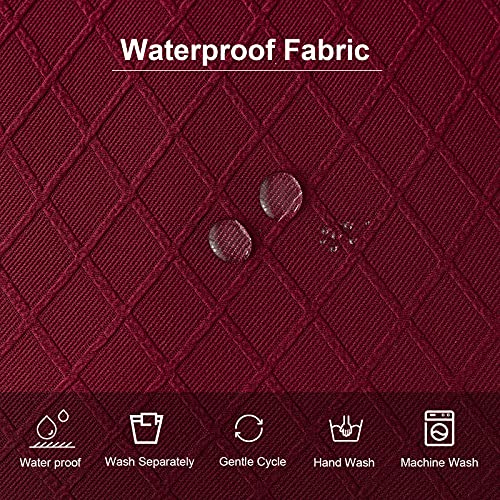 Image of Genina Waterproof Seat Covers for Dining Room Chair Cushion Covers Set of 6 | Jacquard Removable Machine Washable Kitchen Chair Seat Slipcovers,Pet Hair And Stain Protection,Stretch Chair Protector