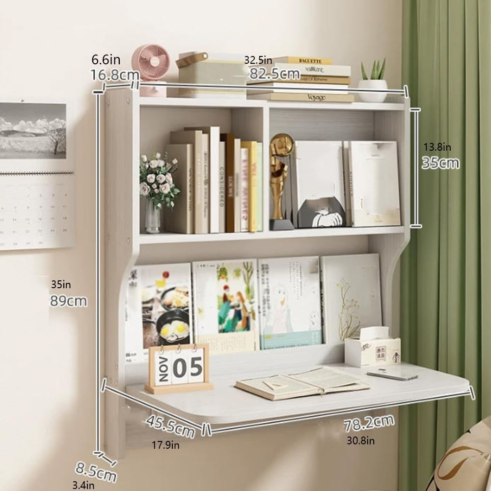 Estantería de pared plegable para concesiones, mesa plegable, escritorio de computadora de montaje en madera, estación de trabajo de escritura para espacios pequeños