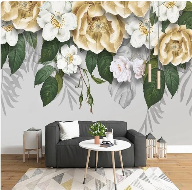 Papier peint 3D fleurs grand format 400x280cm pour deco murale