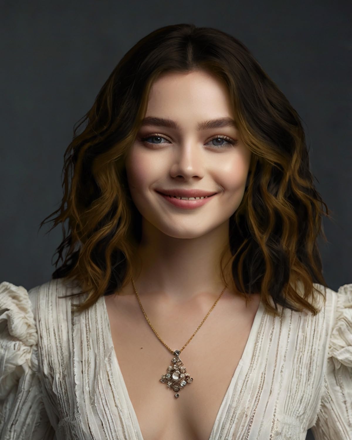 Brown Highlight Wigs for Women, Soft Short Wavy Wig with Lace, Shoulder Length Middle Part Curly Wavy Bob Wig, Natural Looking Synthetic Heat Resistant Fiber Wig, Party Cosplay Wigs 14 Inch