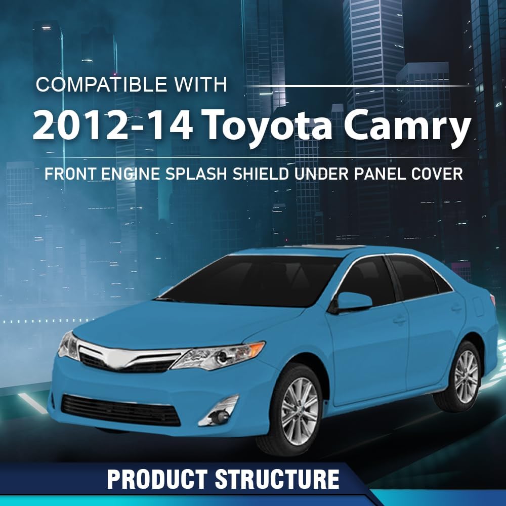 PIT66 Front Engine Splash Shield Compatible with Toyota Camry 2012 2013 2014 Under Lower Engine Splash Guard Pair Set Driver and Passenger Side 5144206140, 5144106150, TO1228178, TO1228177