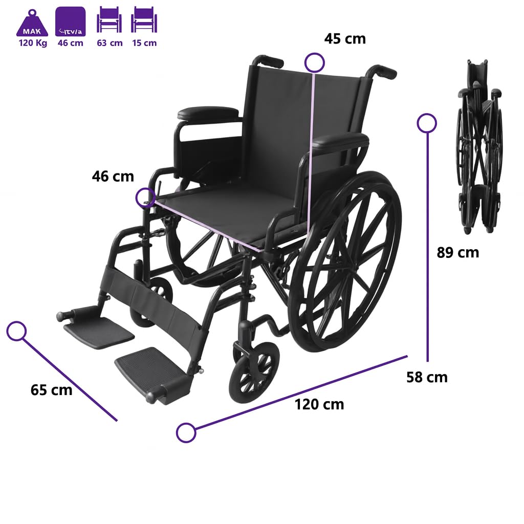 App Life Sedia a Rotelle Pieghevole Leggera ad Autospinta, Dispositivo Medico Classe I per Disabili/Anziani Acciaio con Braccioli, Pedane ribaltabili Estraibili