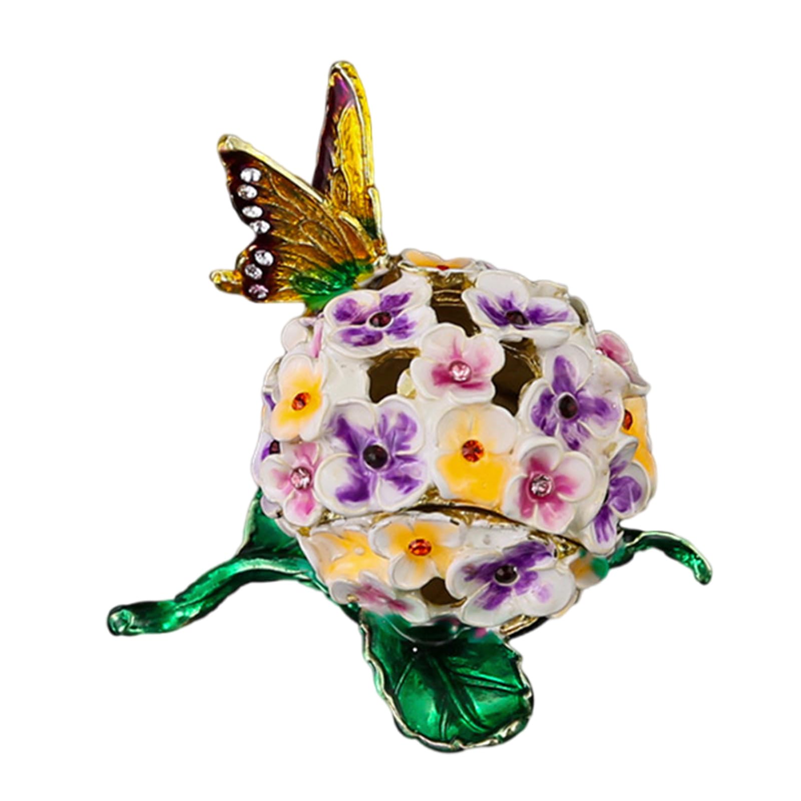 Msioytog Styles Enameled Butterfly Trinket Box Sturdy Kirsite Enameled Accessory Box for Jewelry Organization Metal Alloy Jewelry Case