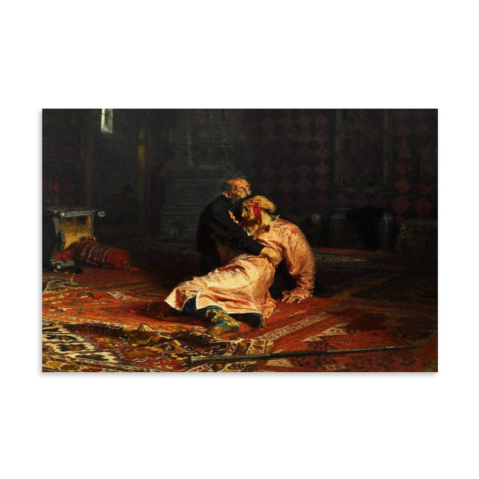 Juyoz Unframe-Style Ilya Repin Painter Works《Ivan The Terrible And His Son Ivan》Poster Print Photo Art Painting Canvas Home Decorative Bedroom Modern Decors 12X18inch(30X45cm)