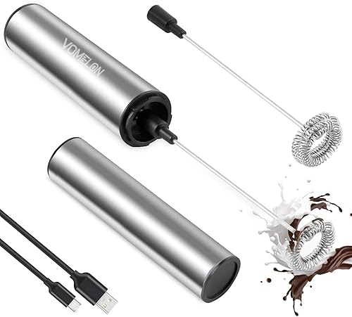 Espumador de leche, espumador de café eléctrico recargable de 3 velocidades para viajes, mezclador de bebidas de mano para latte, capuchino, café,
