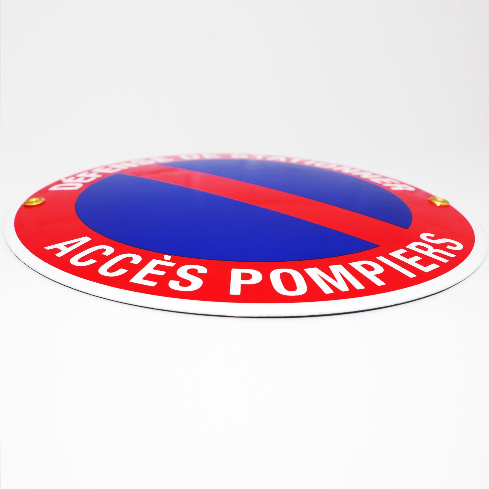 Plaque emaillée DÉFENSE DE STATIONNER ACCÈS POMPIER ⌀ 20 cm Panneau Interdiction de Stationner, Panneau Défense de Stationner | Propriété Privée | sortie de voitures