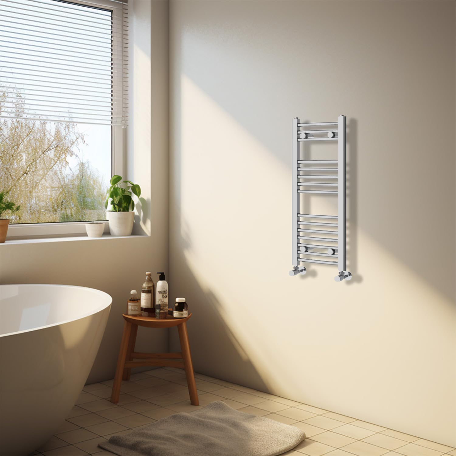 NRG Chrome Heated Towel Rail Curved Designer Bathroom Radiator - 800×300mm