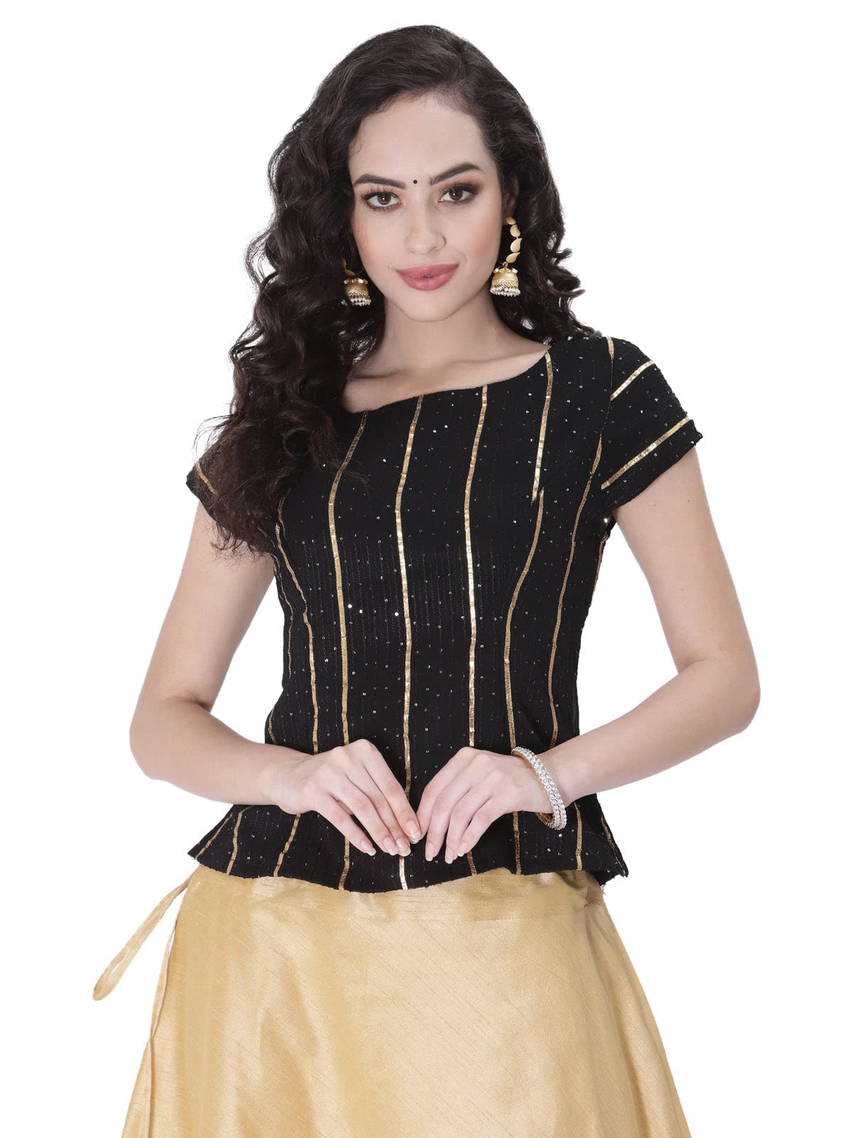 studio rasaWomen's Georgette Gota Embroidered Koti for Festive Wedding Party