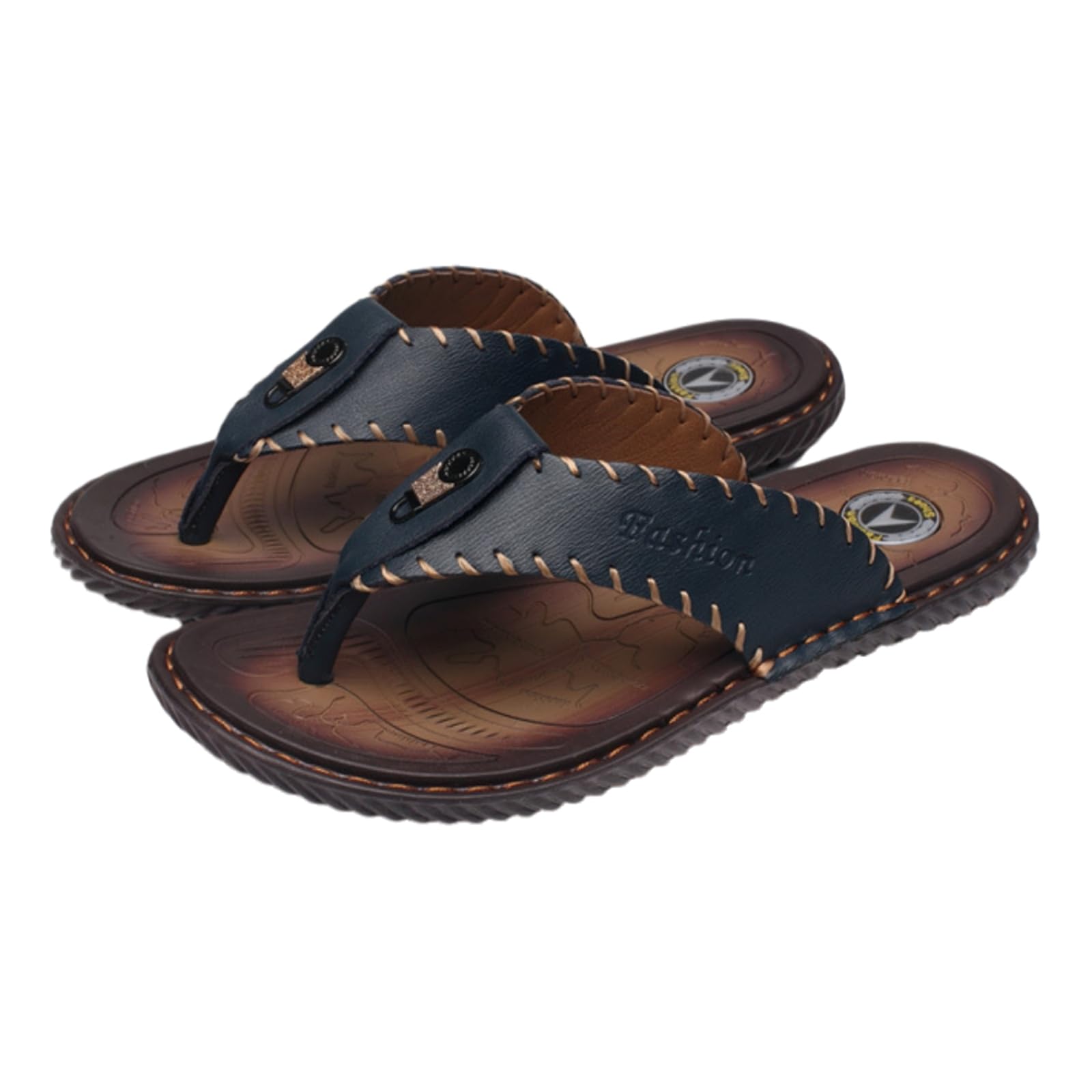 Chanclas De Playa Hombre Sandalias Cuero Divididos Los Hombres, Suela Goma Antideslizantes, Zapatos Cómodos Y Casa Casuales para El Verano Al Aire Libre
