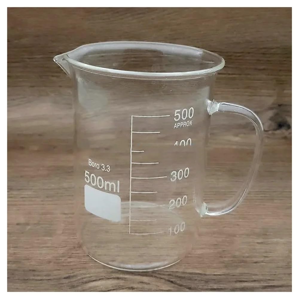 Cristalería de Laboratorio Vaso de precipitados de vidrio de 3,3 ml con asa, de 50 ml a 2000 ml, graduado, 1 unidad(2000ml)