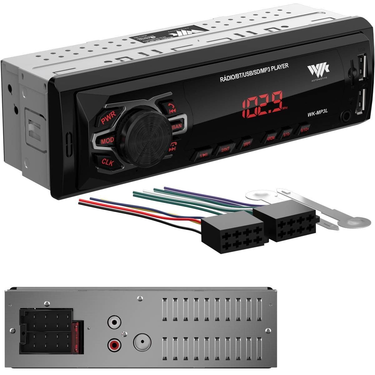 Som Automotivo Bluetooth USB SD Card Rádio FM App Display LED