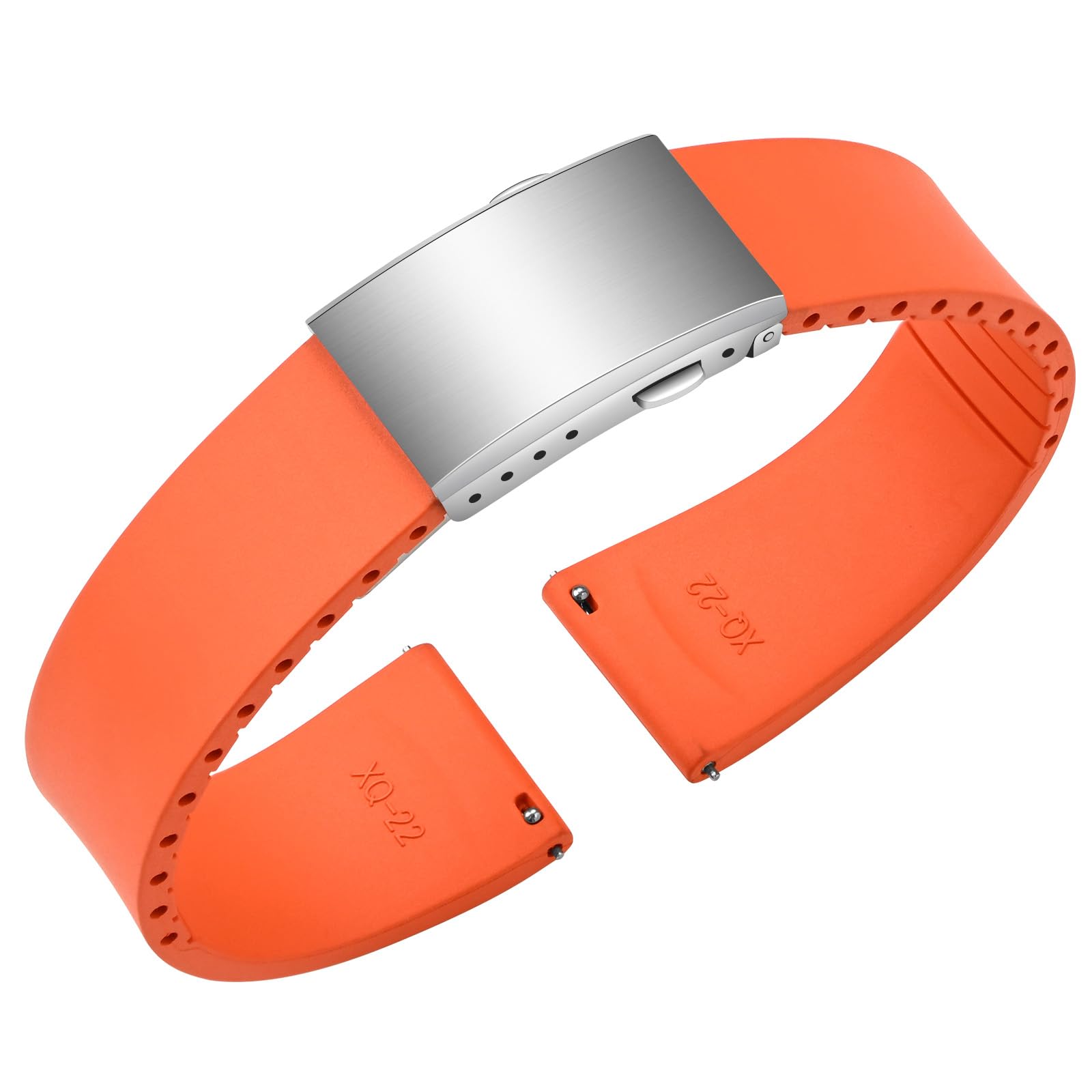 ULLCHRO Uhrenarmband aus Fluorkautschuk, FKM Kautschuk Armband mit Schnellverschluss, Edelstahl Faltschließe, Bandbreite 18mm 19mm 20mm 21mm 22mm
