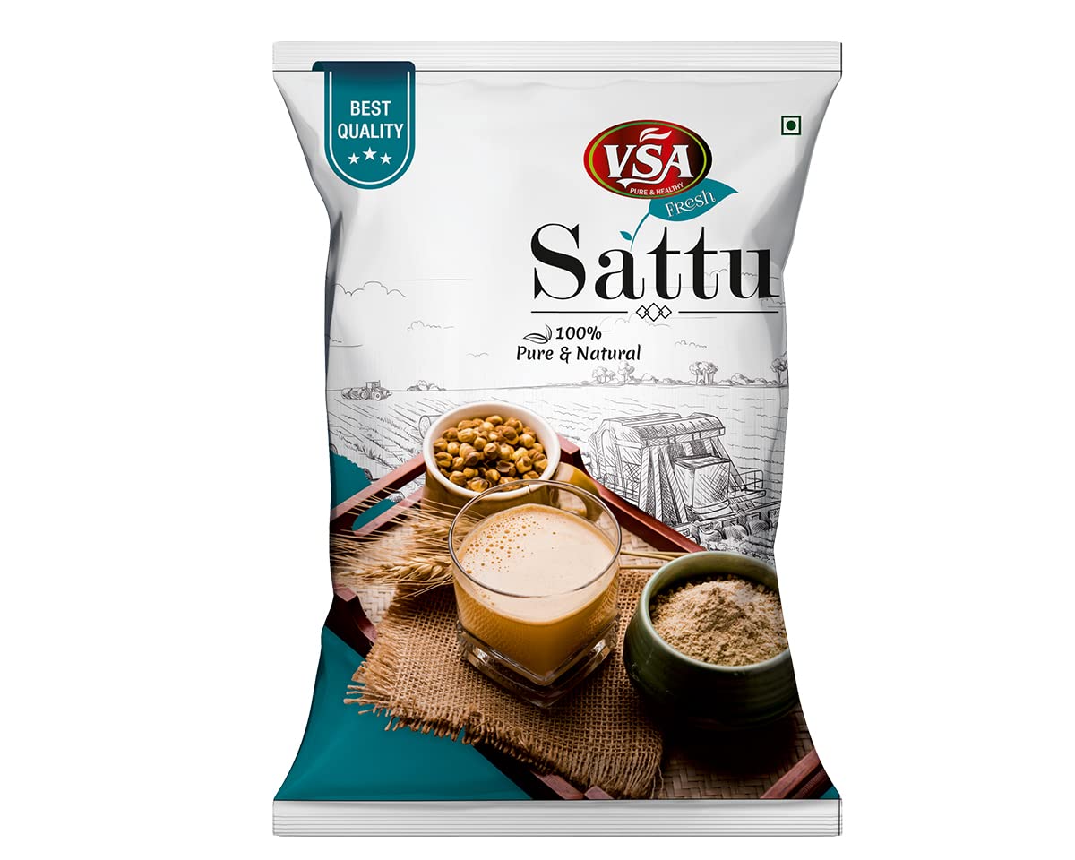 VSA Roasted Gram Flour Sattu (Barley Flour) Natural, No Colors,Indian Origin All natural - 500 gm