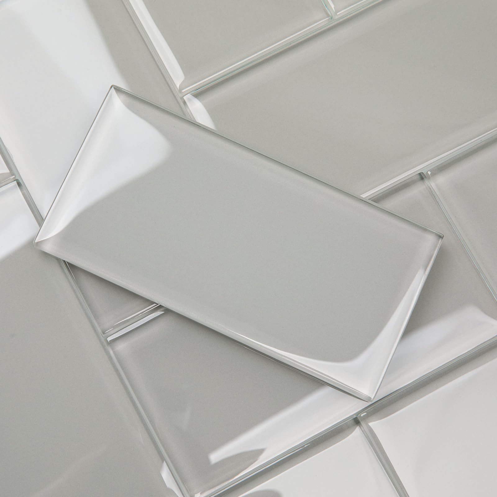 Lovdeco Warm Grey Glass Subway Tile, Glass for Bathroom Kitchen