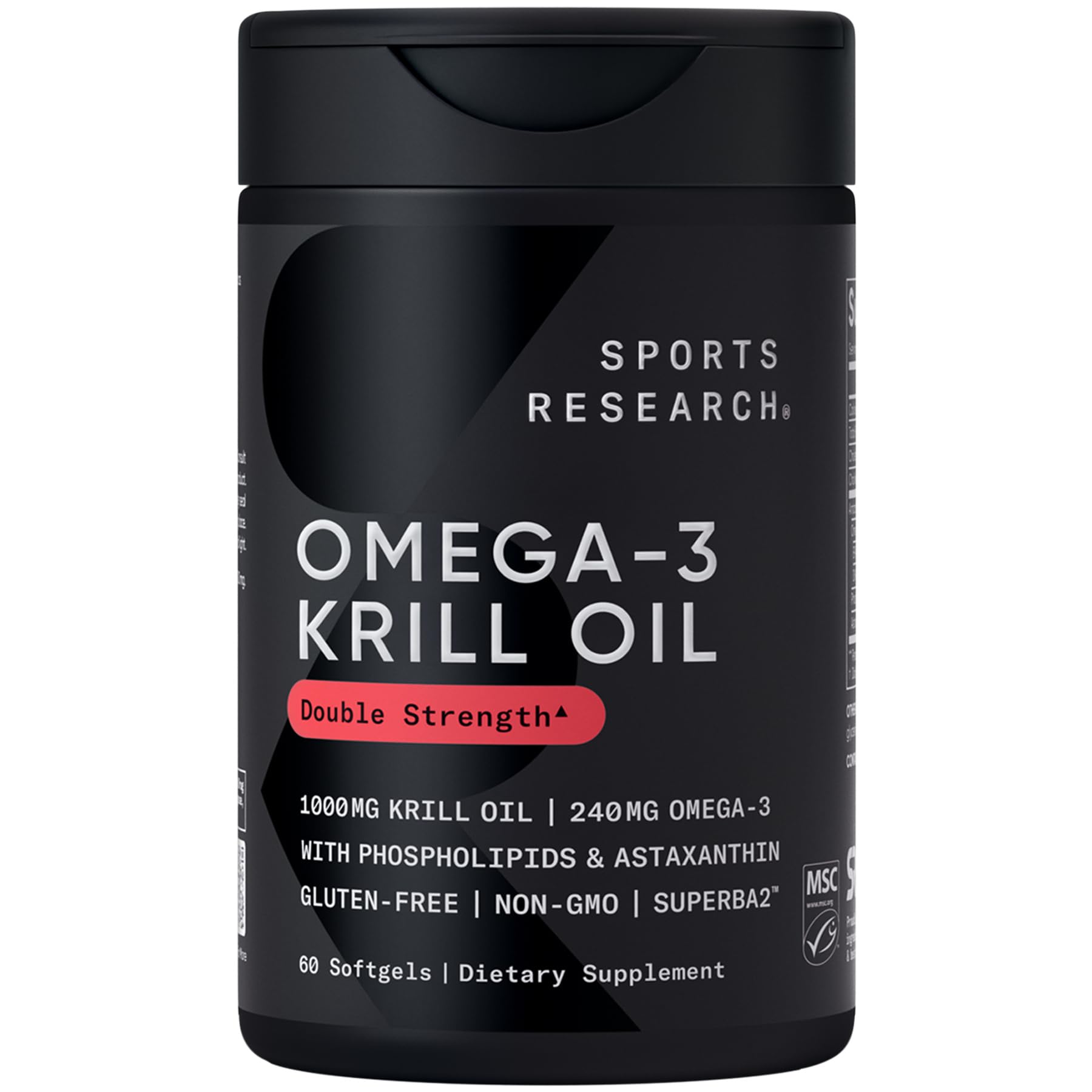 Sports Research Krill Oil Supplement 1000mg - 60 Softgel Capsules | Rich in EPA, DHA Omega-3, Phospholipids & Astaxanthin | Antarctic Krill Oil for Men & Women | High Concentration Formul